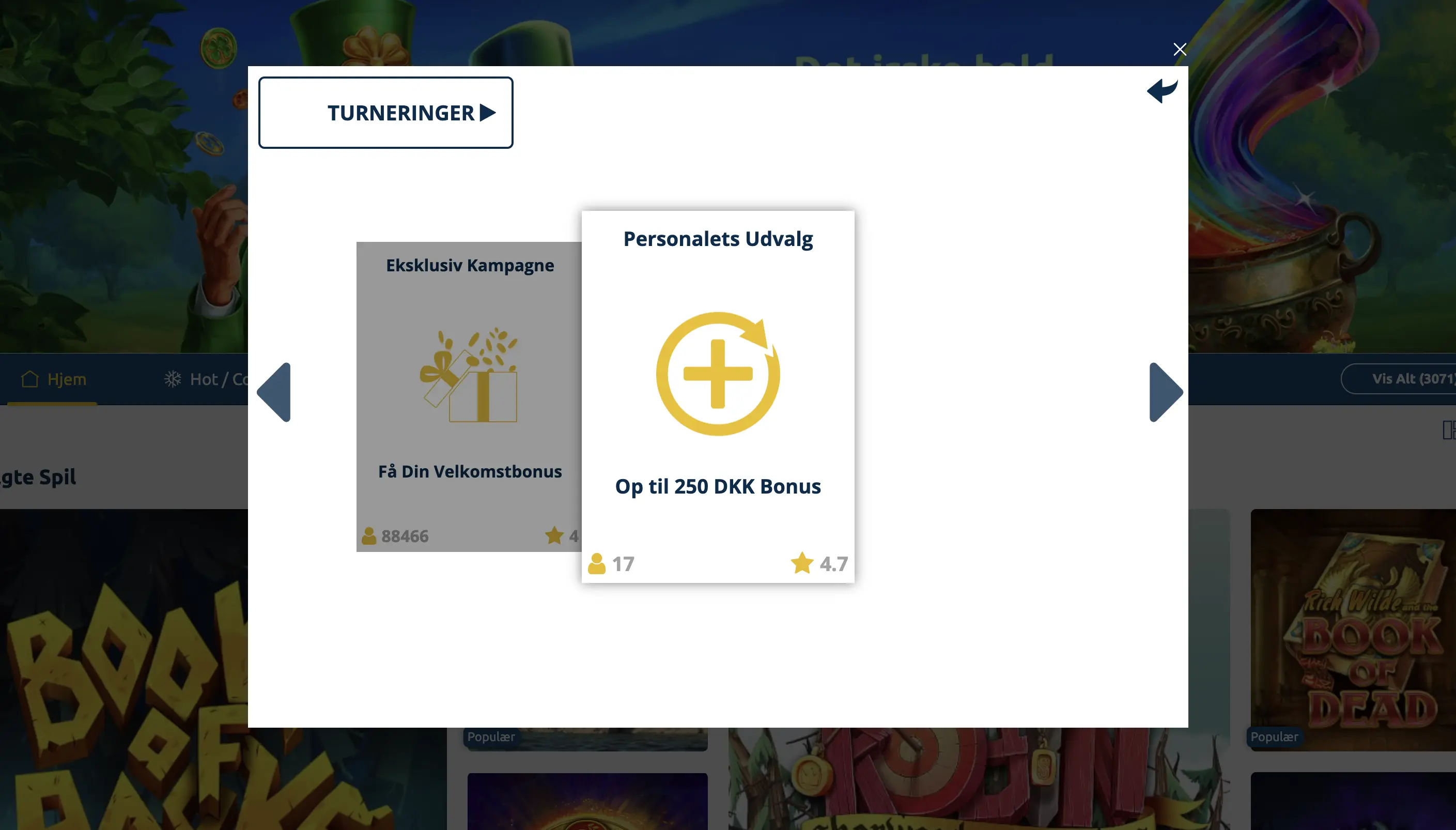 Tilgængelige bonusser i "Dagens Deals" hos PlayToro på anden dagen efter vores tilmelding.
