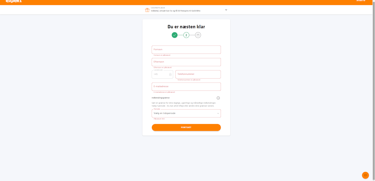 nye expekt personlige oplysninger
