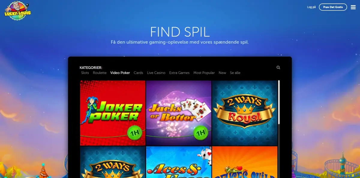 LuckyLuis Poker udvalg.