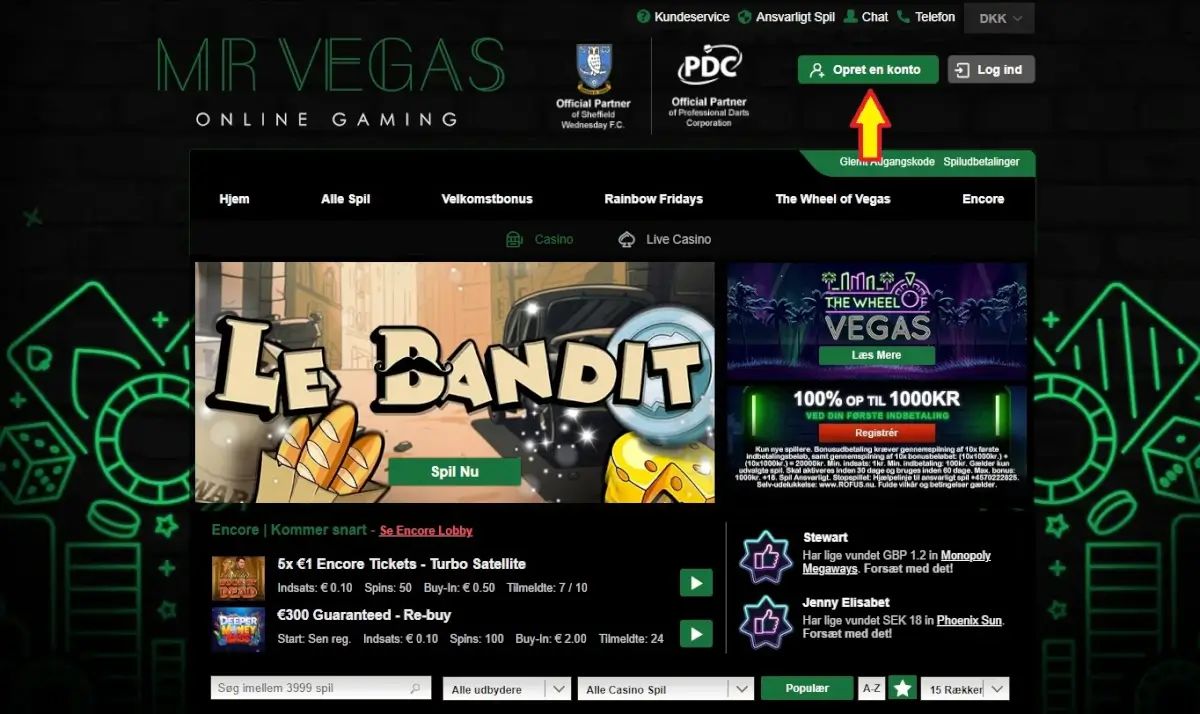 Mr Vegas casino forside.