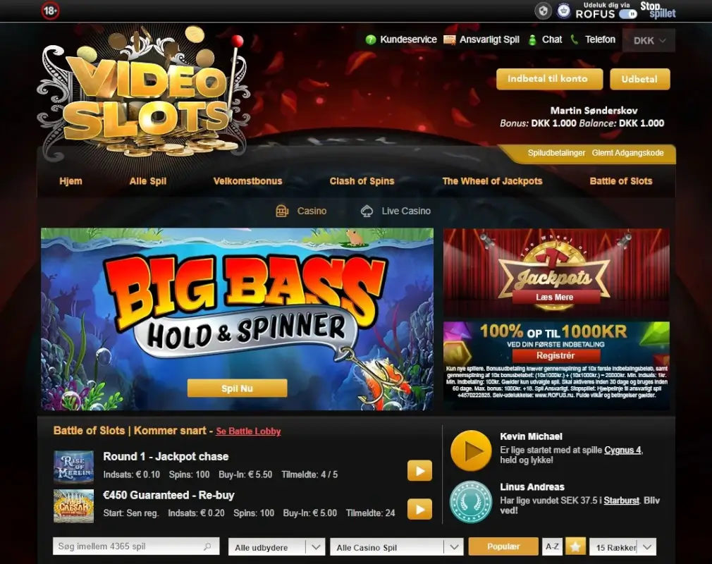 Udbetaling hos Videoslots