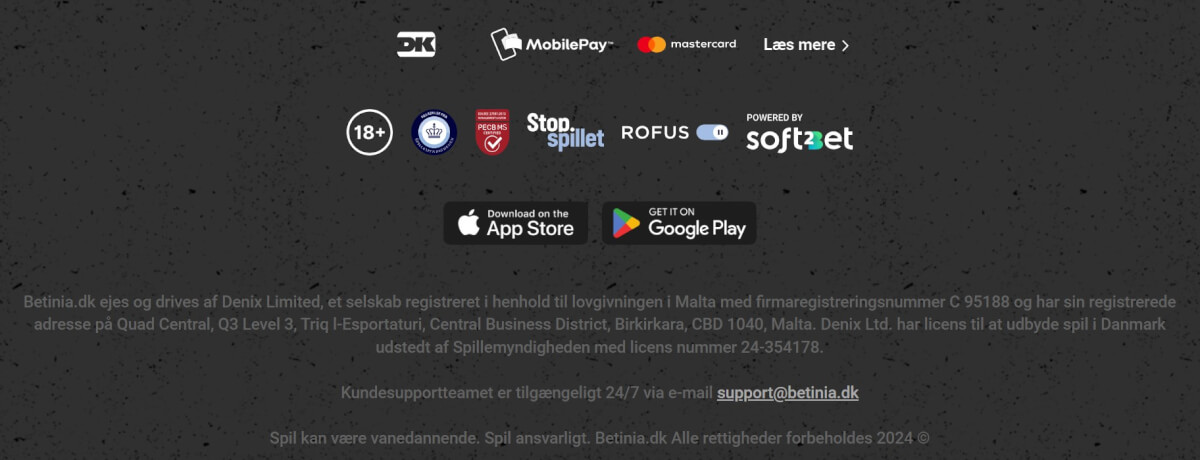 Spillelicens og samarbejdspartnere hos Betinia.