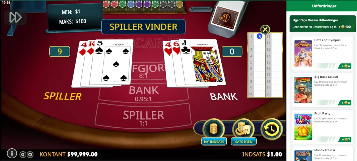 Gratis baccarat hos CampoBet.