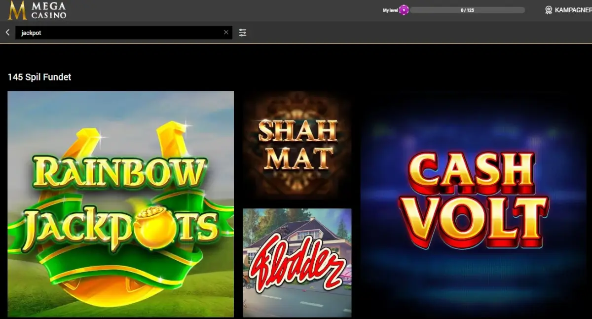 Online jackpots hos Mega Casino.