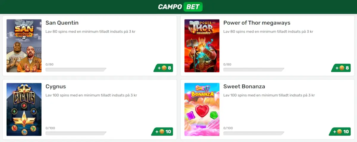 Bonus uden omsætningskrav hos CampoBet.