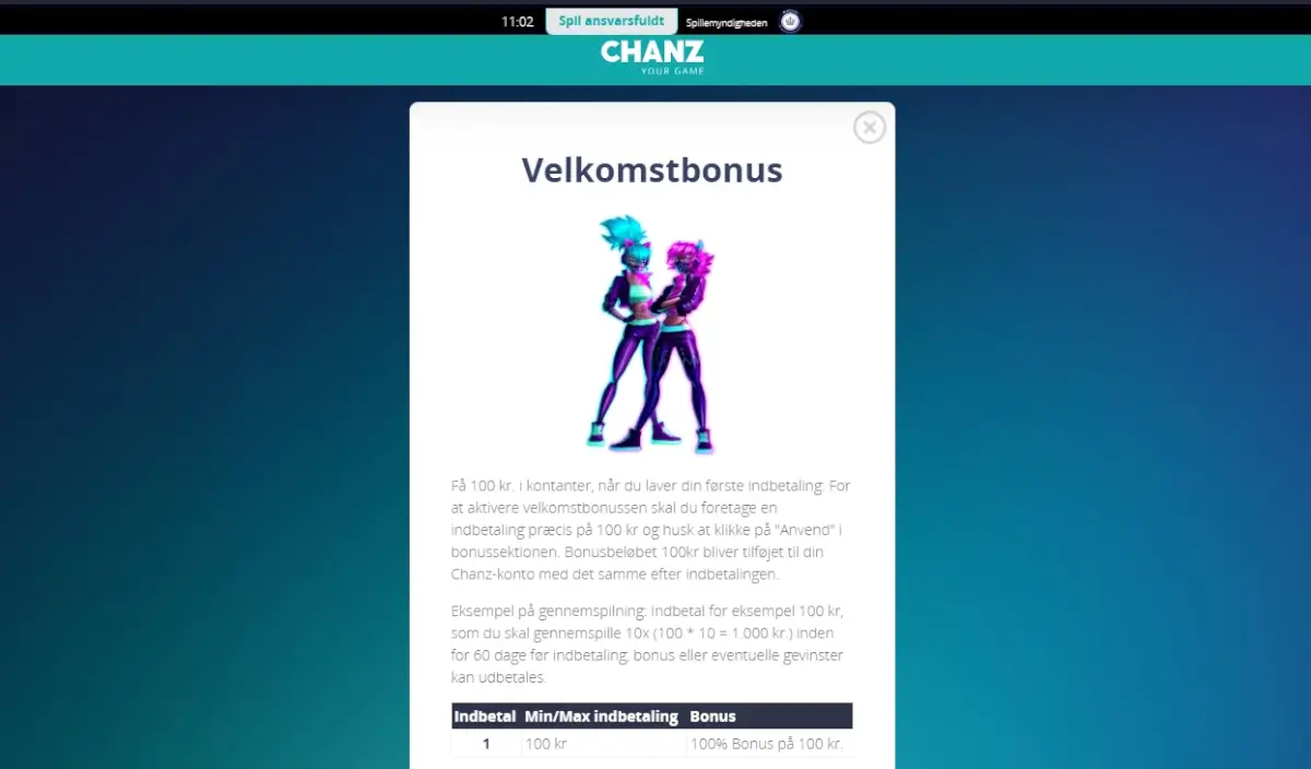 Chanz casino velkomstbonus.