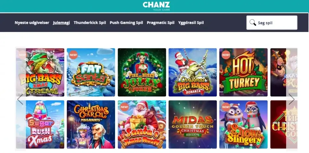 Spiludviklere hos Chanz casino.