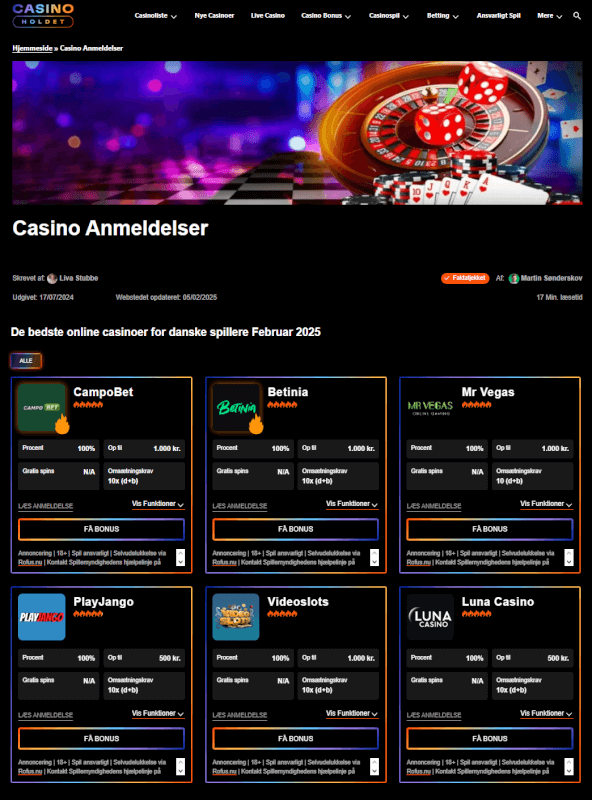 Casino anmeldelser hos Casino Holdet. 
