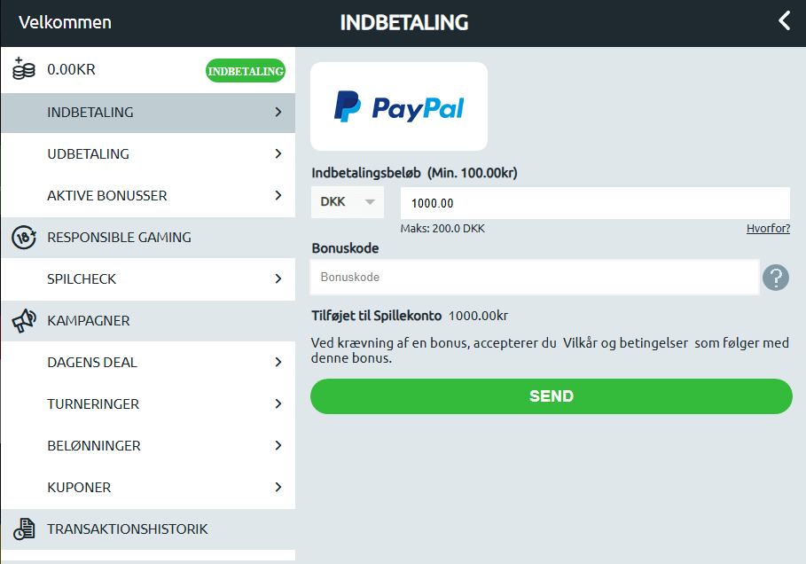 PayPal som betalingsmetode på online casino i Danmark.