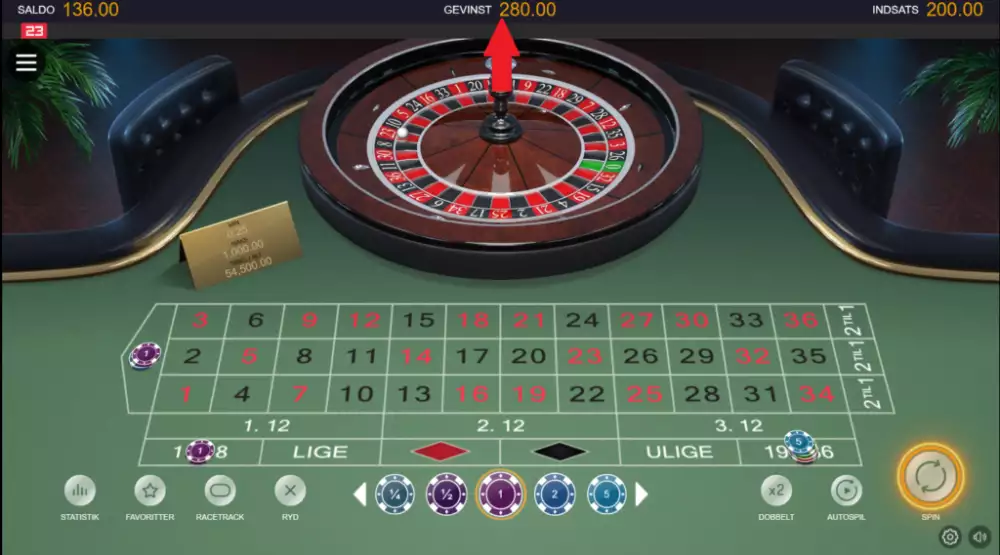 Gevinst med James Bond Roulette strategi.