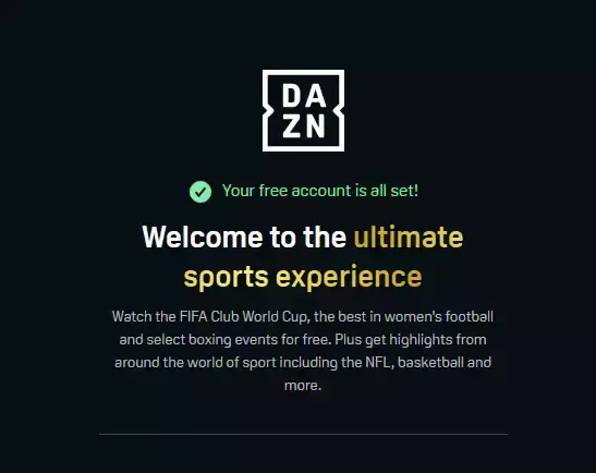 Oprettelse af konto hos DAZN. 