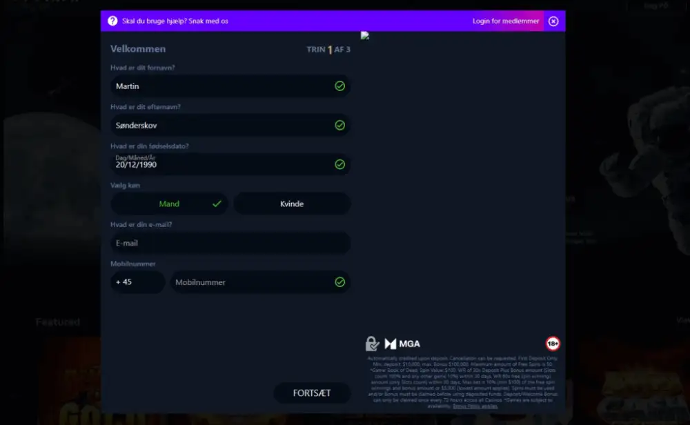 Personlige oplysninger med MitID