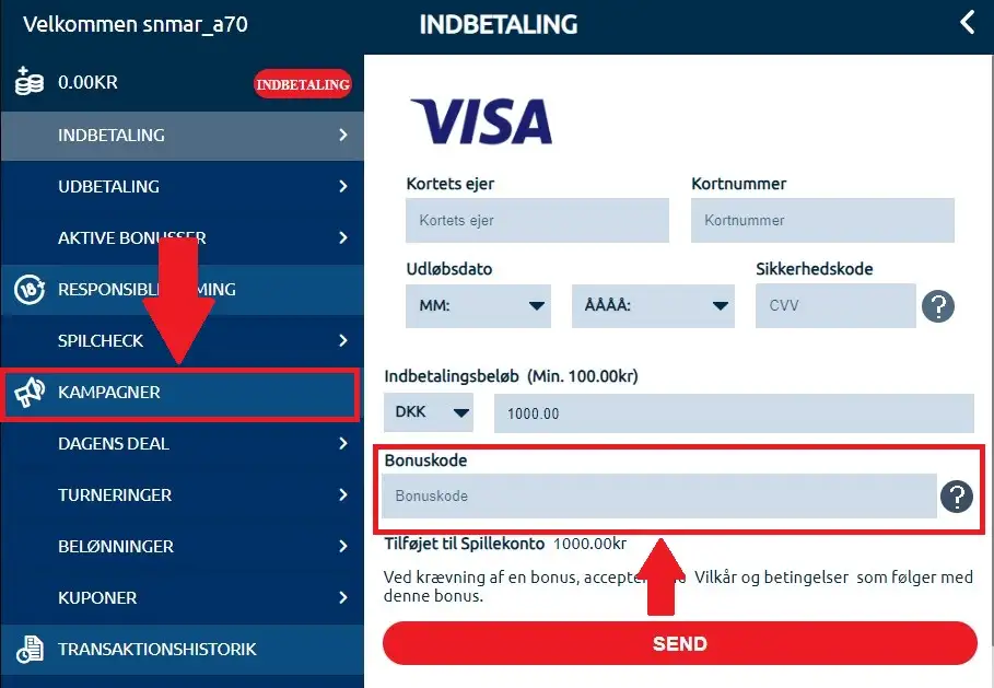 bonuskode ved oprettelse på danske casinoer.